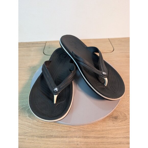 Crocs Crocband Flip Flop Sandals Women's Black Slip-On Lightweight Thong Size 9 - Picture 1 of 8